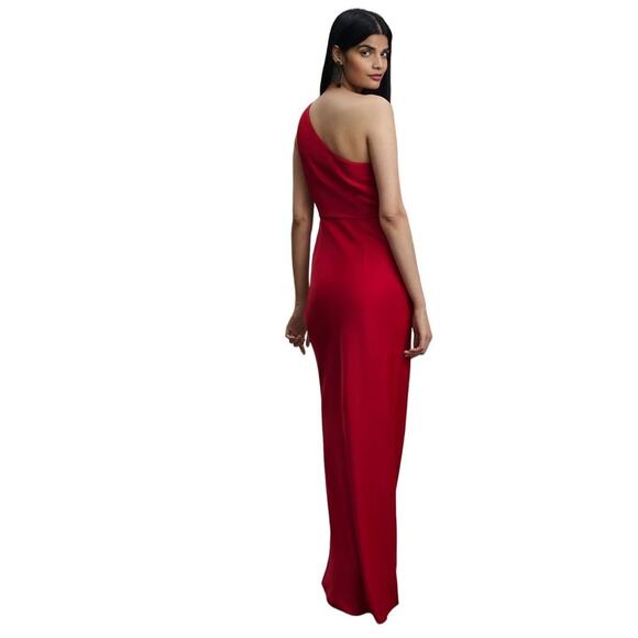 NWT Anthropologie BHLDN Dylan One-Shoulder Satin Side-Slit Gown in Red, Size 12 - Picture 13 of 13